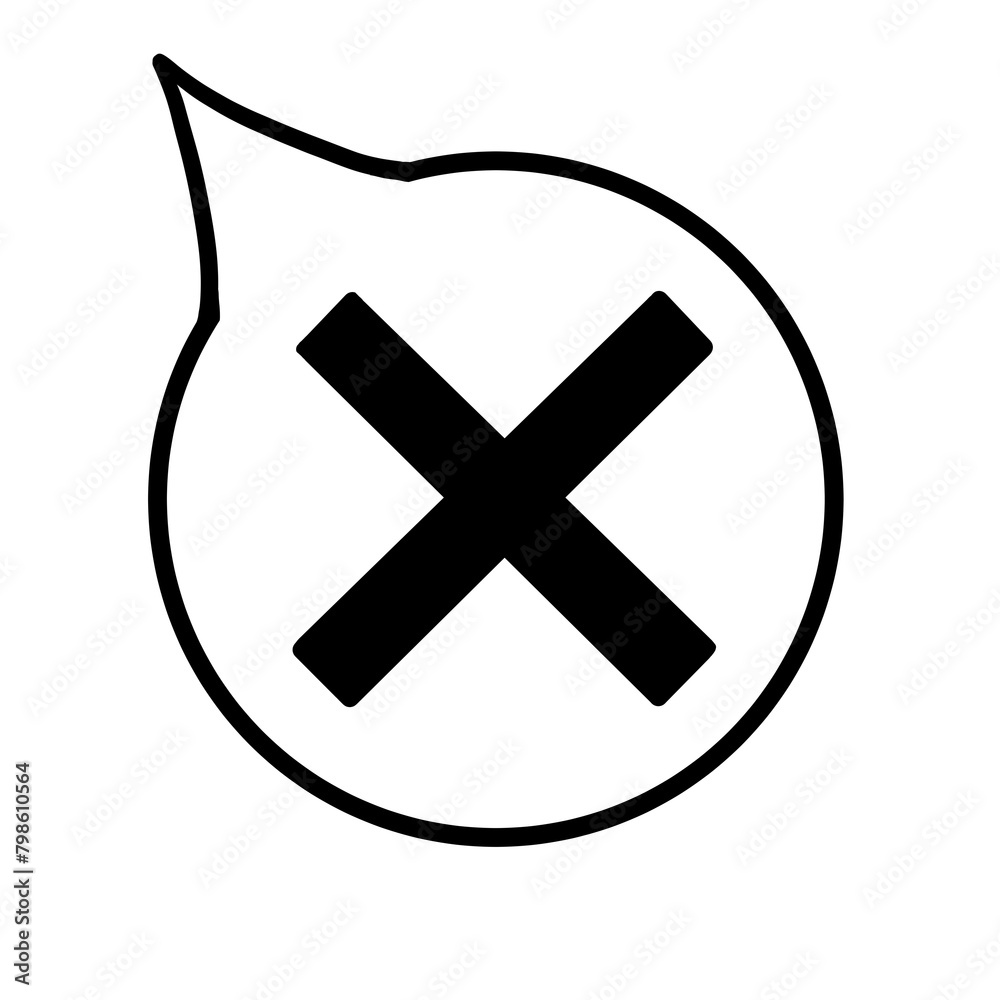 Obraz premium 吹き出し（バツ・黒・左上）