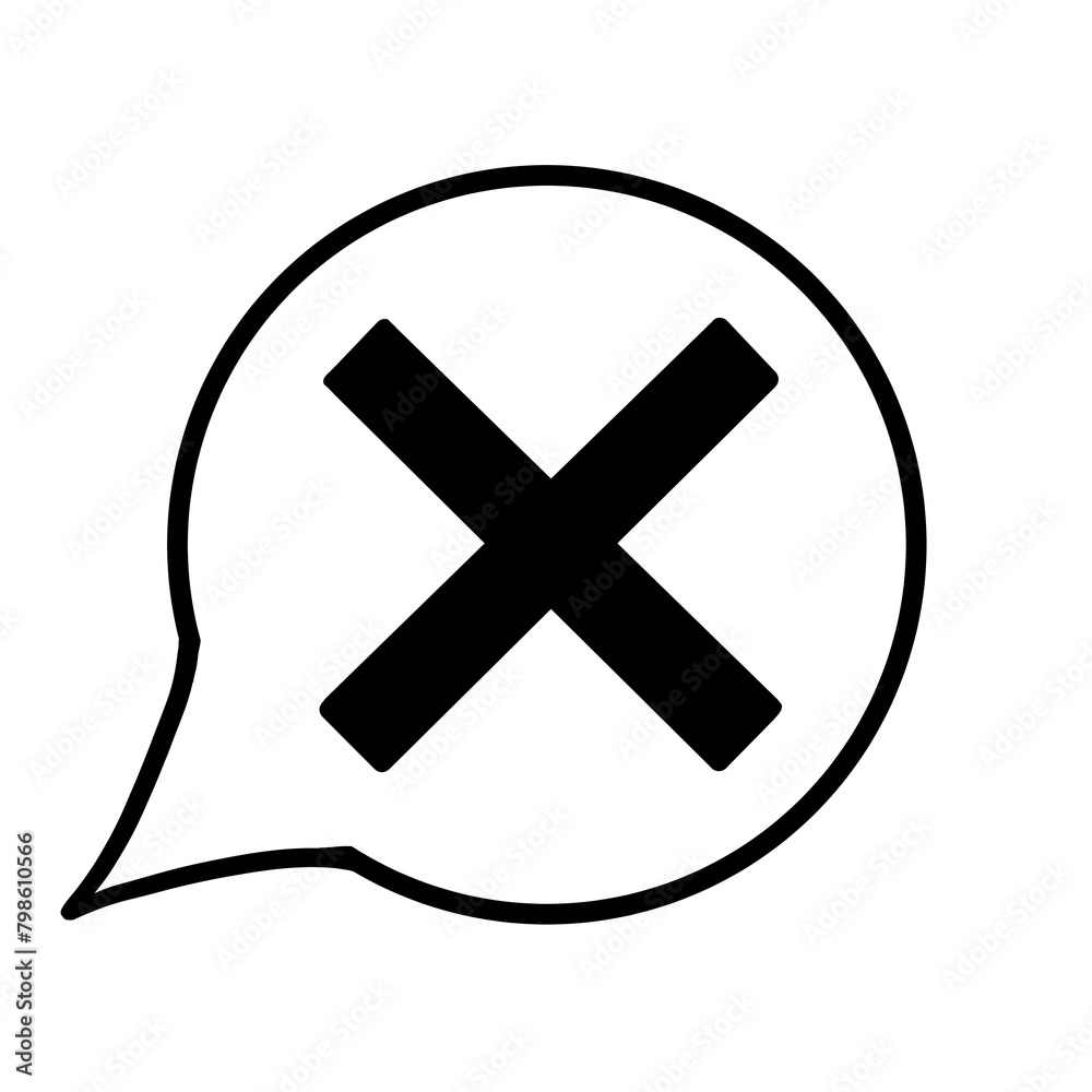 Obraz premium 吹き出し（バツ・黒・左下）