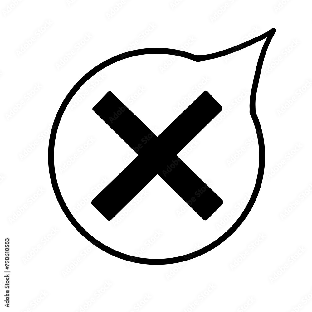 Obraz premium 吹き出し（バツ・黒・右上）