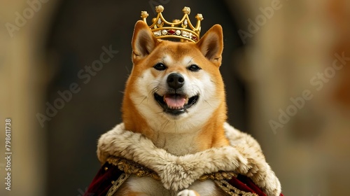 王冠とマントを身に着けた柴犬 photo