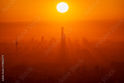 Spectacular sunrise of Beijing City