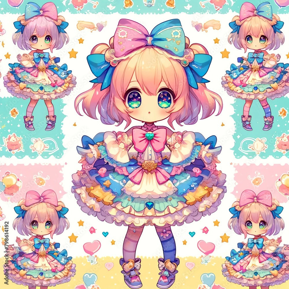 Enchanted Whimsy: A Seamless Pattern of Anime Delight Enchanted Whimsy: A Seamless Pattern of Anime Delight