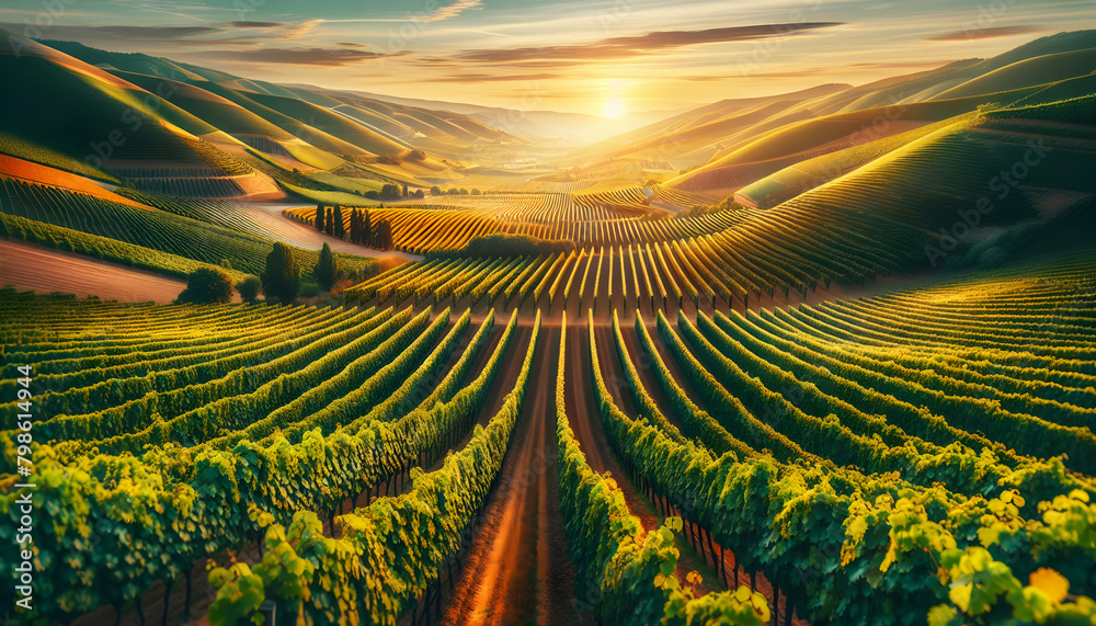 Vibrant Vineyards Aerial View: Explore Lush Colors of Winemaking Regions for Wine Industry Marketing - obrazy, fototapety, plakaty 