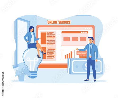 Employee loyalty online service or platform. Staff management, empolyee development and adaptation program. flat vector modern illustration