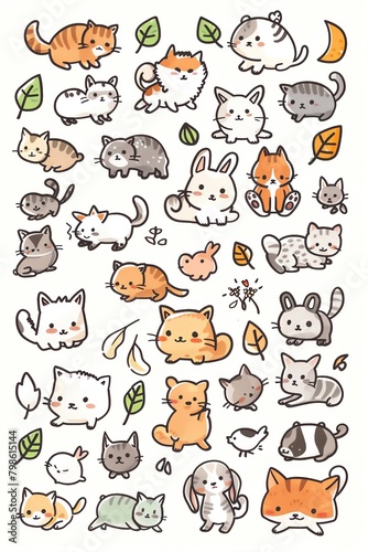 A sheet of stickers with cute cartoon animals.