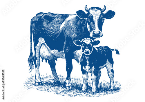 Cow vector. Hand drawn illustration