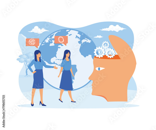 Psychology without borders. World mental health day. Psychotherapy practice, psychological help, psychologist service. flat vector modern illustration