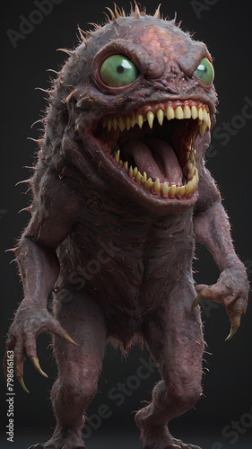 Giant and terrifying monsters with huge teeth. Generative AI.  