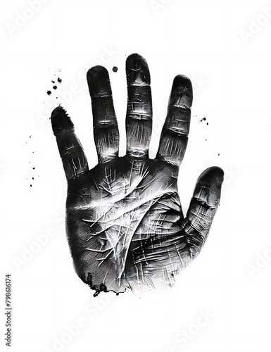 Handprint, simple ink drawing white background