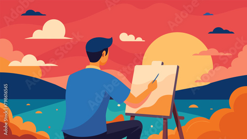 As he paints a vibrant sunset the mans tense shoulders slowly relax a sign that the art therapy session is helping to ease his anxiety..