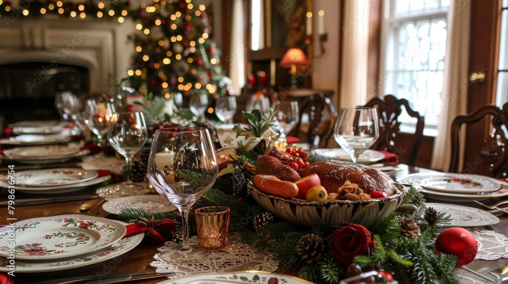 Seasonal Decor Festive Table: Photos of a beautifully set table with seasonal decor