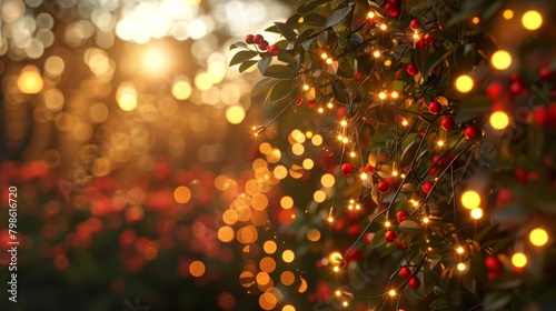 Seasonal Decor Festive Lights: A 3D vector illustration showcasing festive lights and lighting effects in seasonal decor