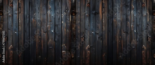 Dark brown wooden wall background, horizontal texture. Wooden planks. Background for design and decoration