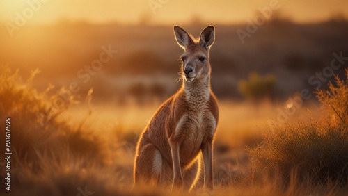 Kangaroo in the wild on the plains of Australia