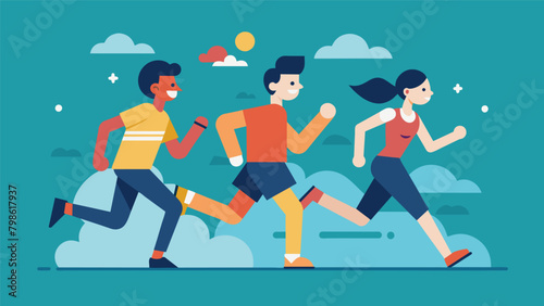 A running club for individuals with ADHD utilizing interval training and strategies for managing hyperactivity.. Vector illustration