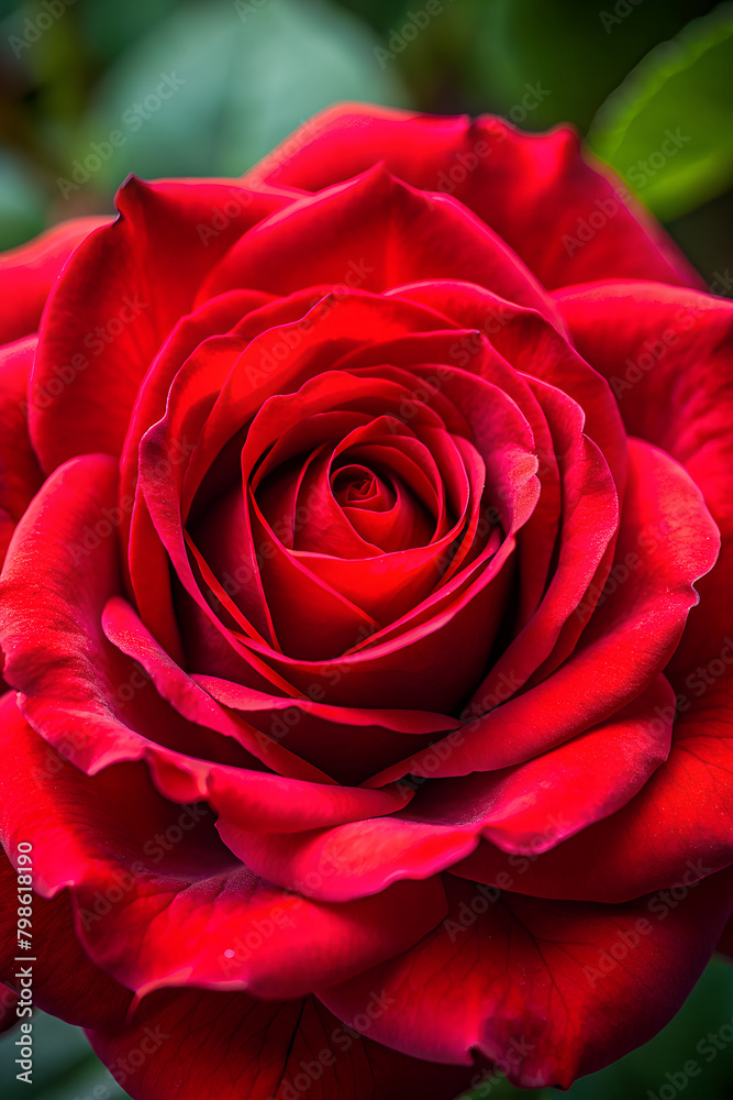 A close-up of a vibrant red rose in full bloom, showcasing its delicate petals and rich color. AI Generative A close-up of a vibrant red rose in full bloom, showcasing its delicate petals and rich color. AI Generative