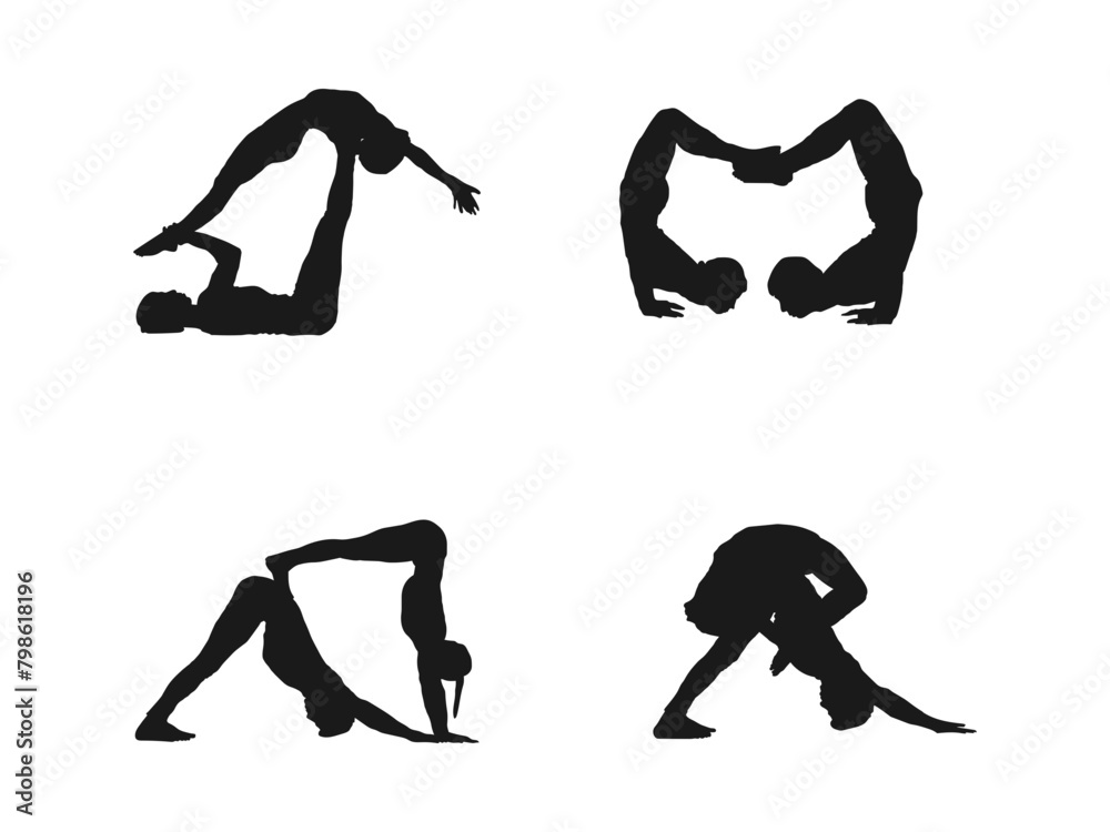 acro yoga silhouettes Icon Silhouette Illustration. Couple Vector Graphic Pictogram Symbol Clip Art. Young professional gymnast woman. Minimalist acro yoga one line logo design. on white background. acro yoga silhouettes Icon Silhouette Illustration. Couple Vector Graphic Pictogram Symbol Clip Art. Young professional gymnast woman. Minimalist acro yoga one line logo design. on white background.