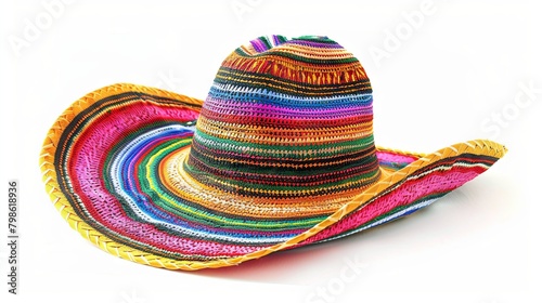 Colorful sombrero on a white background showcasing vibrant patterns