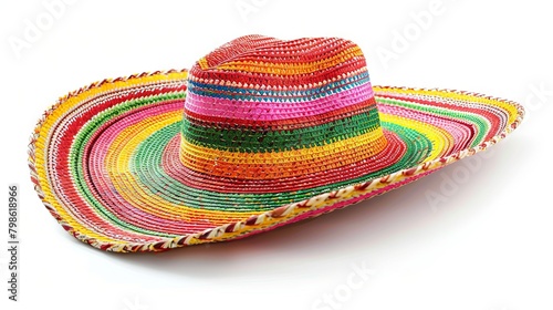 Festive multicolored sombrero hat isolated on white background