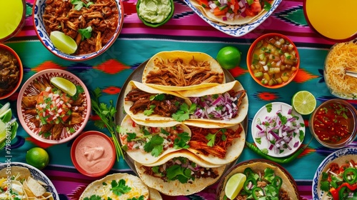 Mexican fiesta: vibrant tacos and traditional sides Cinco De Mayo