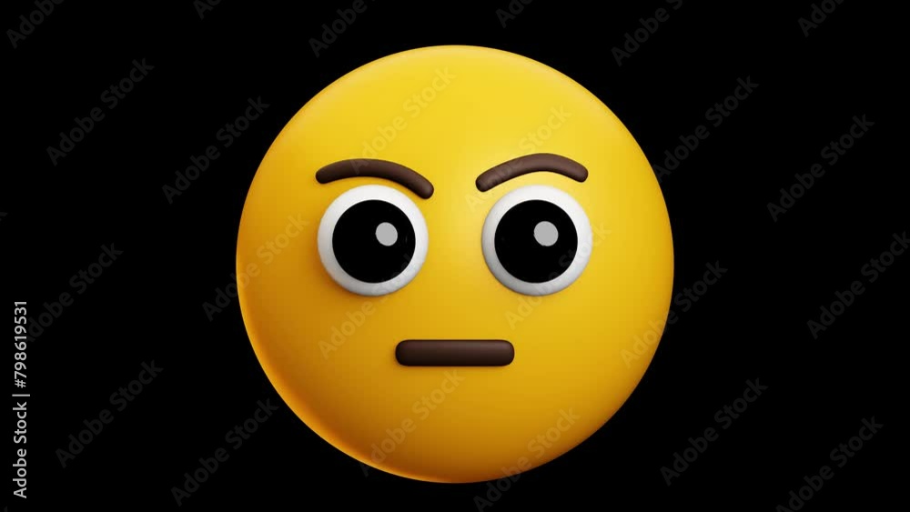 Wonder, Curious face emoji, 3d emoticon animation, Alpha channel, Transparent video