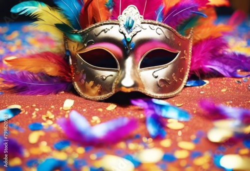 'carnival feathers space. copy confetti ai Rio Janeiro mask shiny mystery gold decor tradition costume fantasy face happy streamer brazil serpentine brazilian culture mardi rainbow fun h'