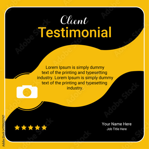 Client testimonial design template or social media post for client feedback review