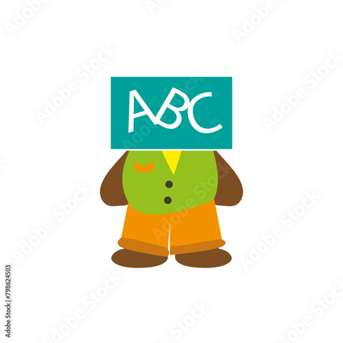 Cartoon character with ABC logo on tshirt illustration