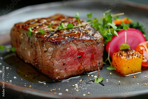 Grilled Steak Medium Rare with Gourmet Garnish