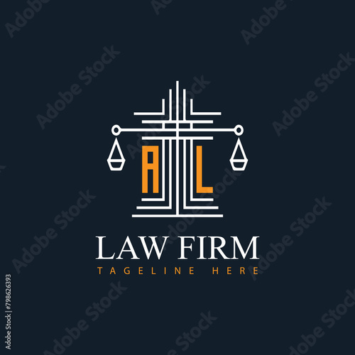 AL modern law firm justice logo design vector graphic template.