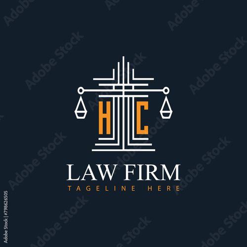 HC modern law firm justice logo design vector graphic template.