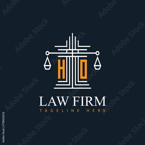 HO modern law firm justice logo design vector graphic template.
