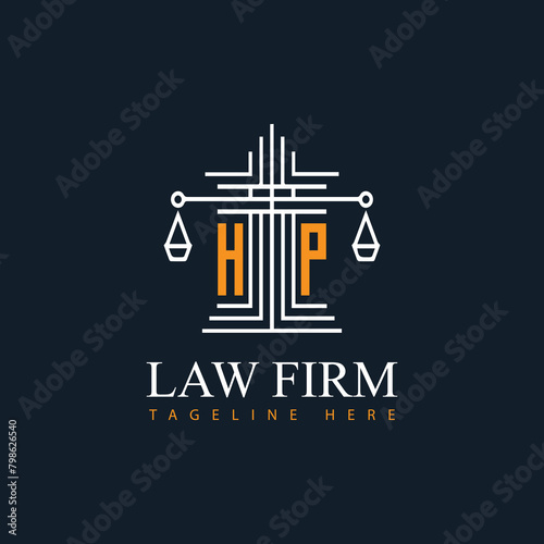 HP modern law firm justice logo design vector graphic template.