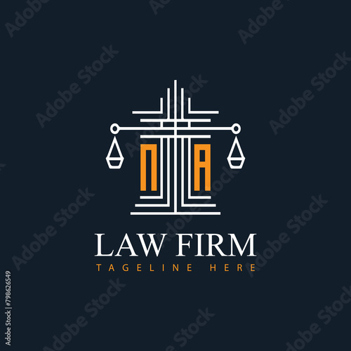 NA modern law firm justice logo design vector graphic template.