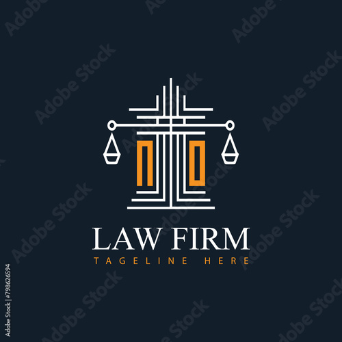 NO modern law firm justice logo design vector graphic template.