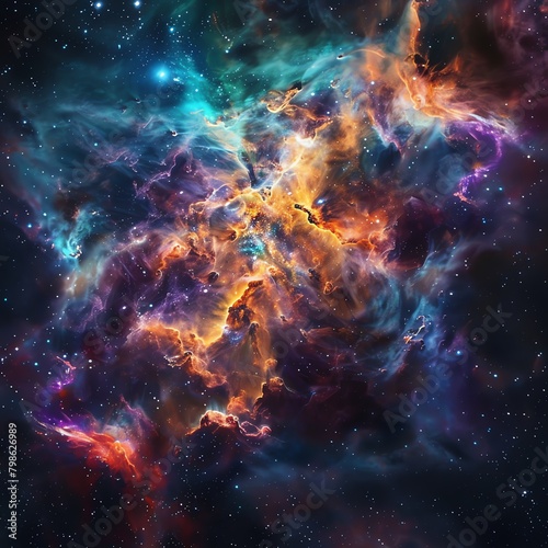 Time-lapse image of a colorful nebula's evolution, capturing the dynamic changes in color and form, perfect for an educational or documentary feature.
