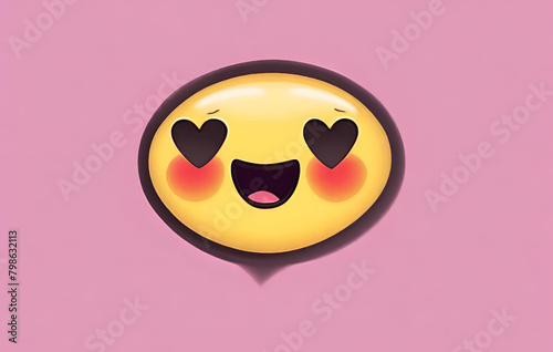 Love struck Emoji. Emoticon with heart shaped eyes.
 photo