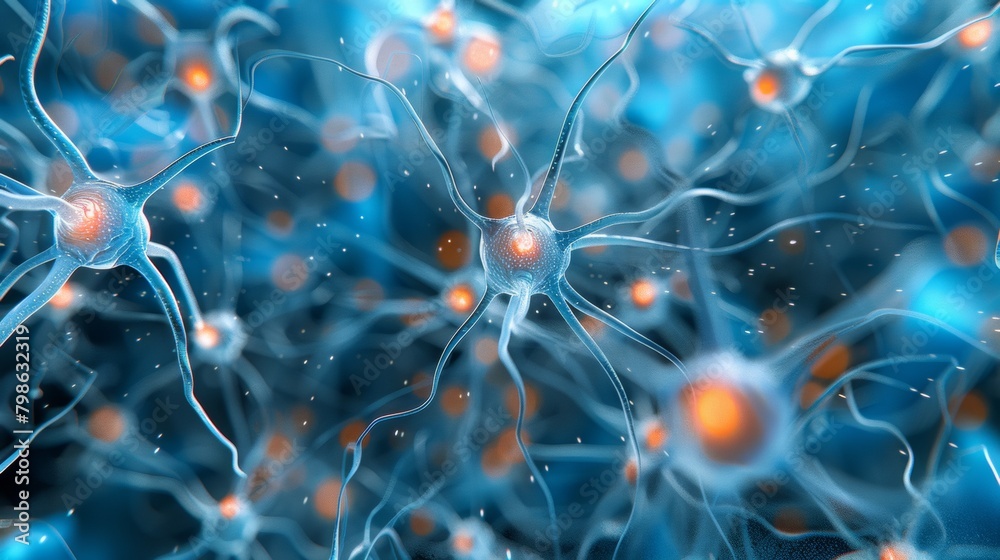 A close up of a brain with many neurons A close up of a brain with many neurons