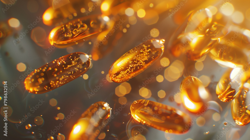 Micro Vit C capsules dissolved in a clear, glowing solution.