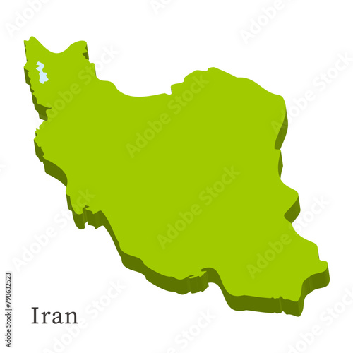 イランの立体的な地図、グリーンカラー、ウルミエ湖 photo