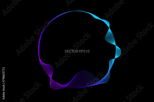 Vector in concept of AI technology, science, music.
circles lines wavy in round frame isolated