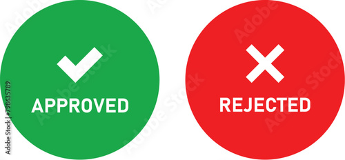 Approved and rejected rubber stamps set of two