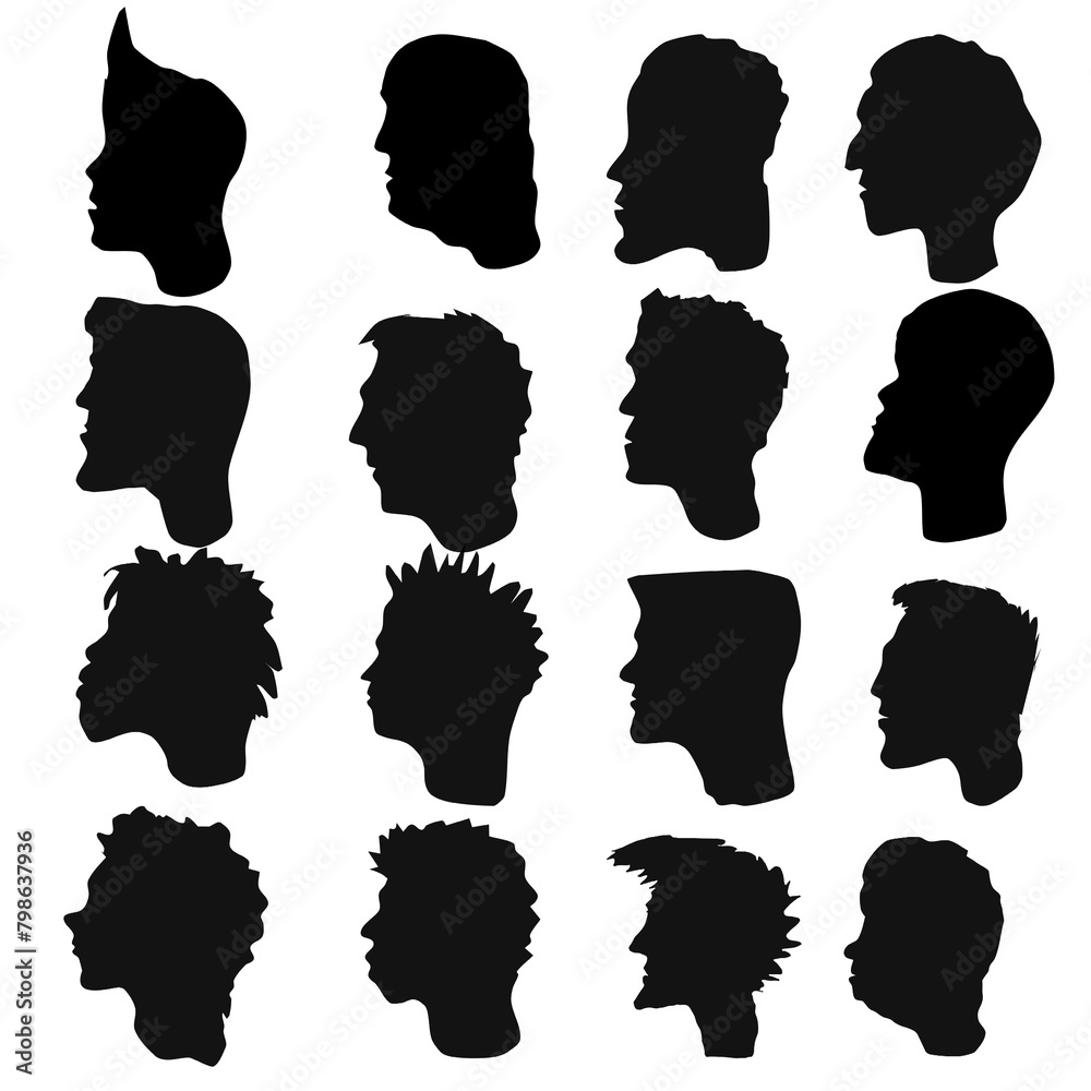 Silhouettes Icons People Avatars Different Head Profile. Vector ...