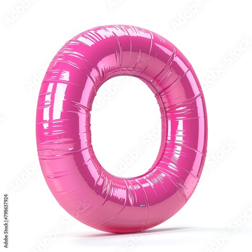 number 1, inflatable effect, plastic, pink color, oc rendering, super detail, detail, premium feel, front view, on white background