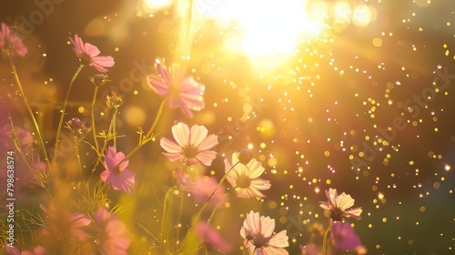 Cosmos Flowers Bathing in Golden Sunlight © admin_design