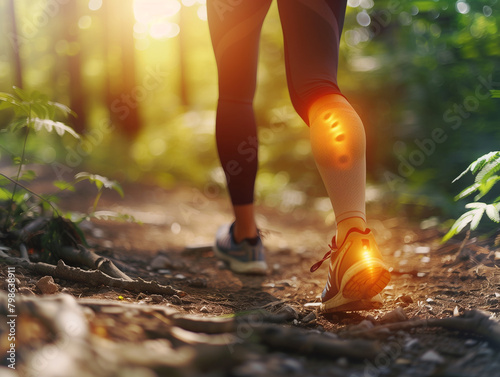 Jogger Probleme mit Knieschmerzen. Arthrose im Knie und Bein, Verschleiß durch zuviel Sport photo