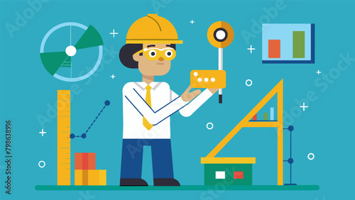 An engineer with dyscalculia creates an innovative and precise measuring device providing more accurate results for experiments in various scientific. Vector illustration
