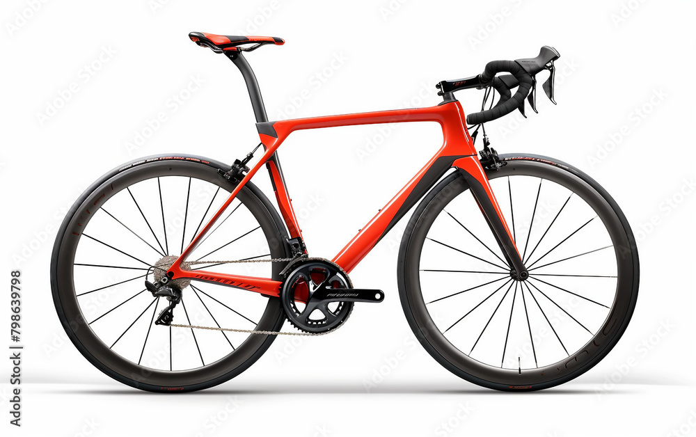 Black and Red Carbon Frame Bike on white background.