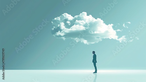 Vector of a cloud icon above a human icon, symbolizing dreaminess or creativity photo