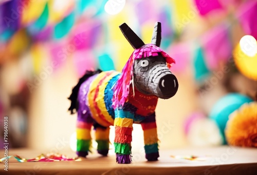'papel pinata funny Posadas blurry picado. Las Hispanic donkey Colorful confetti decoration background colourful heritage toy candy christmas mexico latin america s' photo